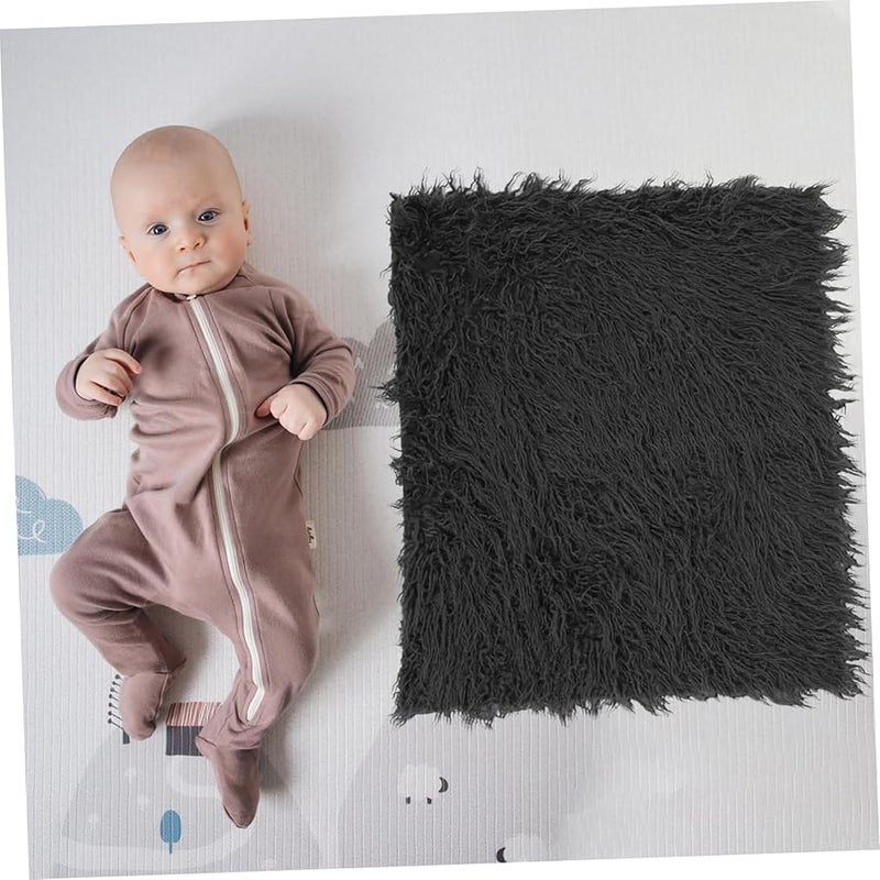 Dark Grey Runner Photo Blanket Prop Soft Comfortable Newborn Photo Mat Stretchy - Image 5